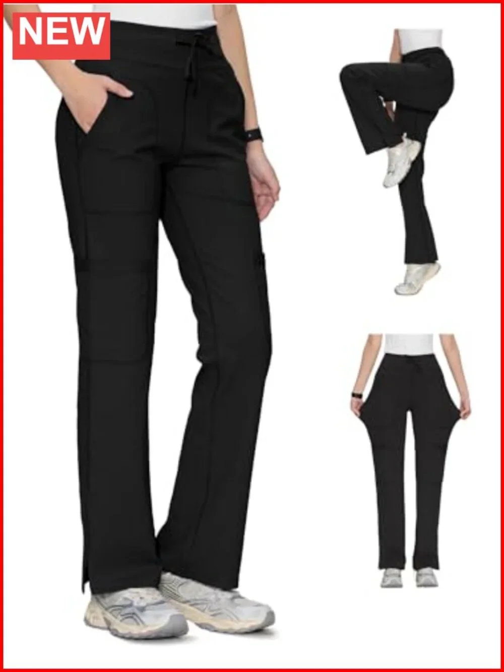 Mid Rise Straight Leg Cargo Pants with Drawstring, 5 Pockets